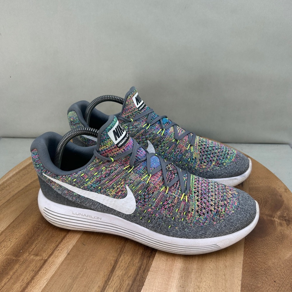 Nike LunarEpic Flyknit 2 Multi Color Grey Running Shoes 863780-003 Women Size 10
